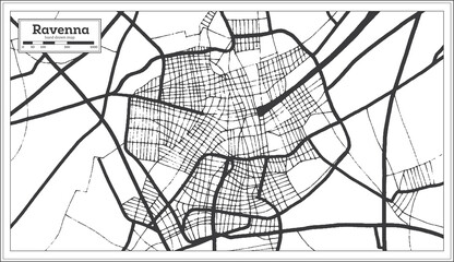 Ravenna Italy City Map in Black and White Color in Retro Style. Outline Map.