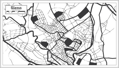 Siena Italy City Map in Black and White Color in Retro Style. Outline Map.