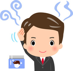 匂いが強い整髪料を付けるスーツの男性