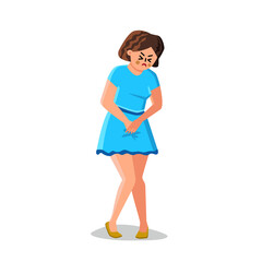 Fototapeta premium Woman With Urine Urgency Holding Crotch Vector