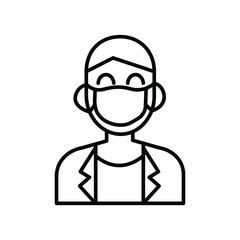 A guy wearing mask line icon