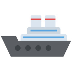 
A sea voyage,  cruise ship travelling flat icon
