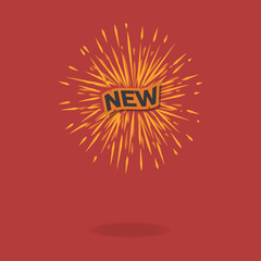 New lettering with sunburst design vector illustration