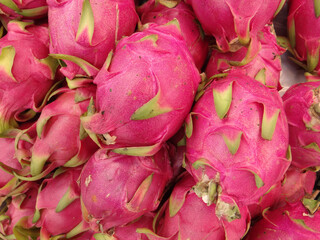 Top view of pink pitahaya fruit