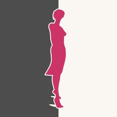 Fototapeta na wymiar Sexy woman silhouette. Background divided into two halves. Day and night