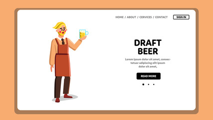 Draft Beer Drink Glass Holding Pub Client Vector