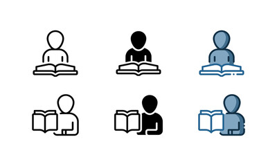 Learning icon. With outline, glyph, and filled outline styles