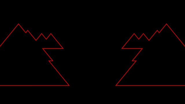 Red Light Beams Triangles Rows Roadside Abstract Mountains Mask