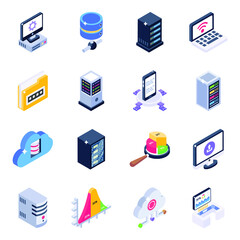 
Set of Big Data Isometric Icons 
