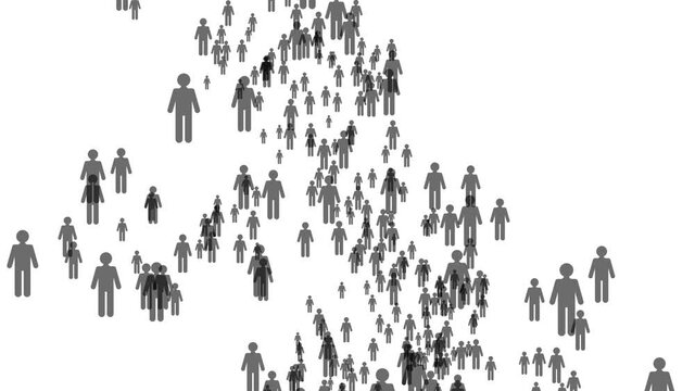 United Kingdom country population map made up of people figure icons