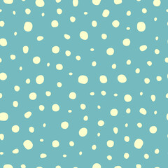 Seamless vector cute pattern with white circles on blue background for textiles, clothes and other