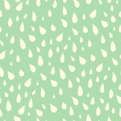 Seamless vector cute pattern with white drops on green background for textiles, clothes, notebooks, wallpaper and other