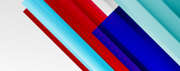 Geometric abstract backgrounds with shadow lines, modern forms, rectangles, squares and fluid gradients. Bright colorful stripes cool backdrops