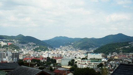 Fototapeta na wymiar view of the city of Nagasaki, Japan from a high place