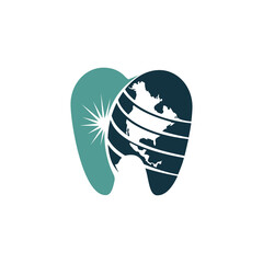 modern sun rise dental health globe vector icon