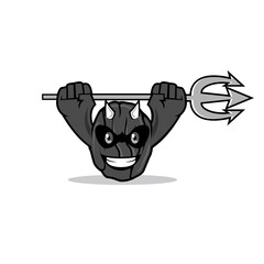 raisin devil holding a spear cartoon mascot vector illustration