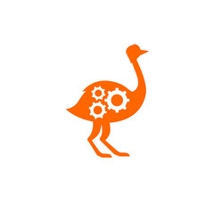 simple tech emu bird gear vector icon