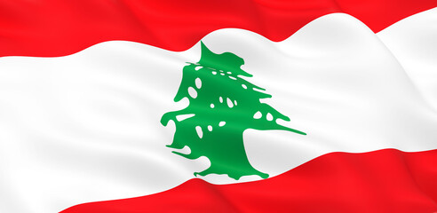 National Fabric Wave Closeup Flag of Lebanon