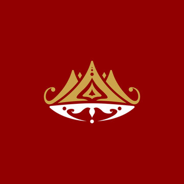 vintage traditional asian king crown vector icon