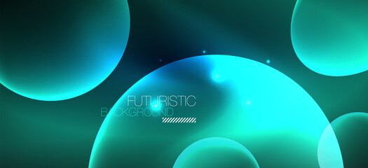 Neon ellipses abstract backgrounds. Shiny bright round shapes glowing in the dark. Vector futuristic illustrations for covers, banners, flyers and posters and other