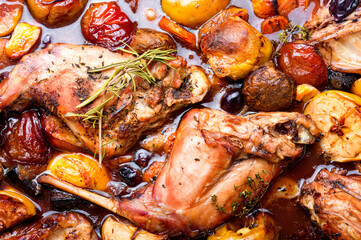 Baked rabbit meat
