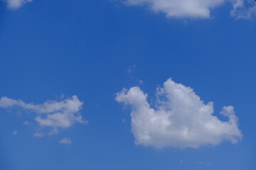 Cielo azzurro in una giornata di sole con batuffoli di nuvole