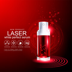 Collagen Serum Red Laser and Vitamin for Skin Care Products Concept.