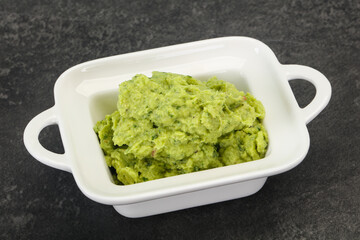 Avocado guacamole sauce with chili pepper