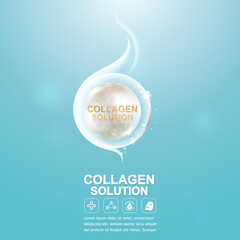 Collagen Solution Serum and Vitamin Vector Background.