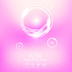 Collagen and Serum Skin Care Rose Product Background Concept Cosmetic for Skin.