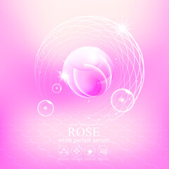 Collagen and Serum Skin Care Rose Product Background Concept Cosmetic for Skin.