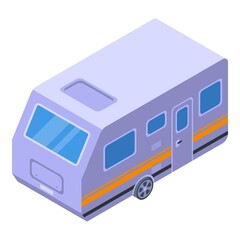 Motorhome trailer icon. Isometric of motorhome trailer vector icon for web design isolated on white background