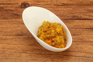 Relish sauce with cucumbers and mustard