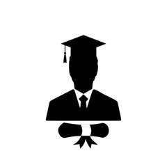 Male graduate student icon isolated on white background