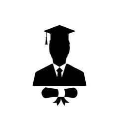 Male graduate student icon isolated on white background