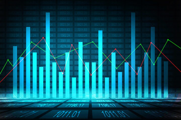 2d rendering Stock market online business concept. business Graph 