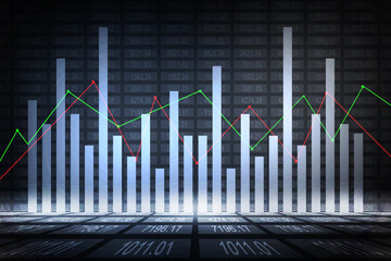 2d rendering Stock market online business concept. business Graph 