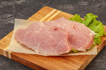 Raw pork steak for cooking
