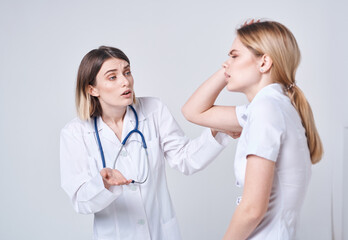 The patient came to the doctor with a stethoscope model health problems