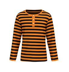 Women's striped henley t-shirt mockup, front view, design presentation for print, 3d illustration, 3d rendering