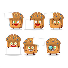 Blueberry muffin cartoon character bring information board
