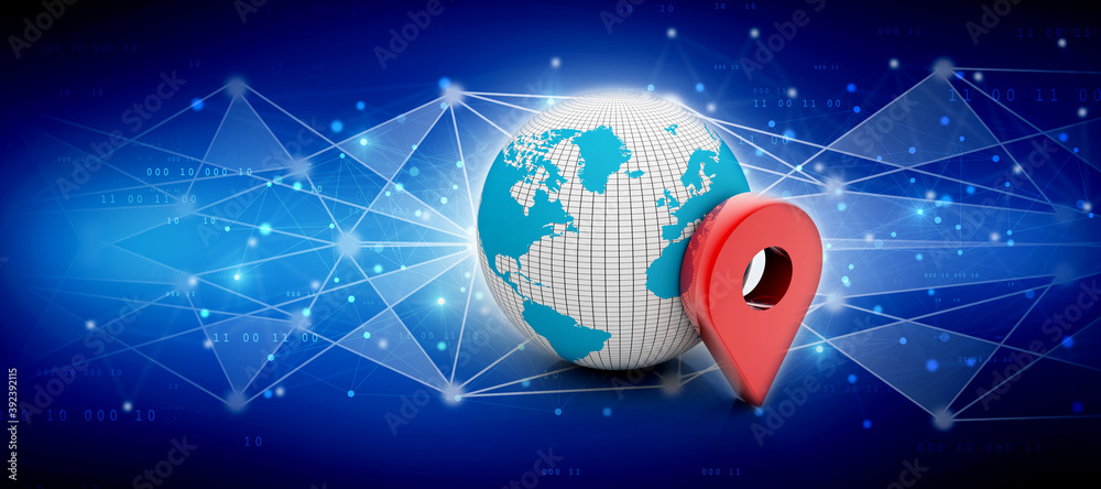 Aufkleber 3d rendering red map pointer
