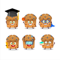 School student of blueberry muffin cartoon character with various expressions