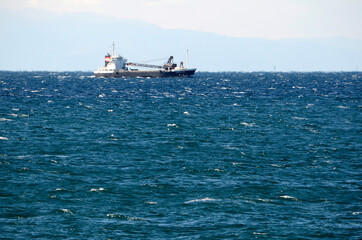 東京湾の貨物船