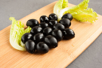 seedless black olives  on the table