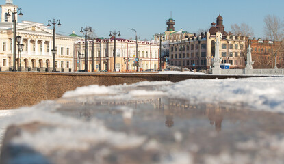Fototapeta na wymiar Winter atmosphere in the city of Tomsk