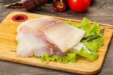 Raw pangasius fillet for cooking