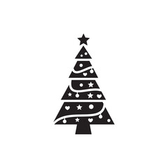 Simple christmas tree flat icon design vector