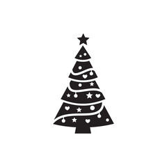 Fototapeta na wymiar Simple christmas tree flat icon design vector