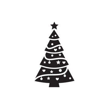 Simple christmas tree flat icon design vector